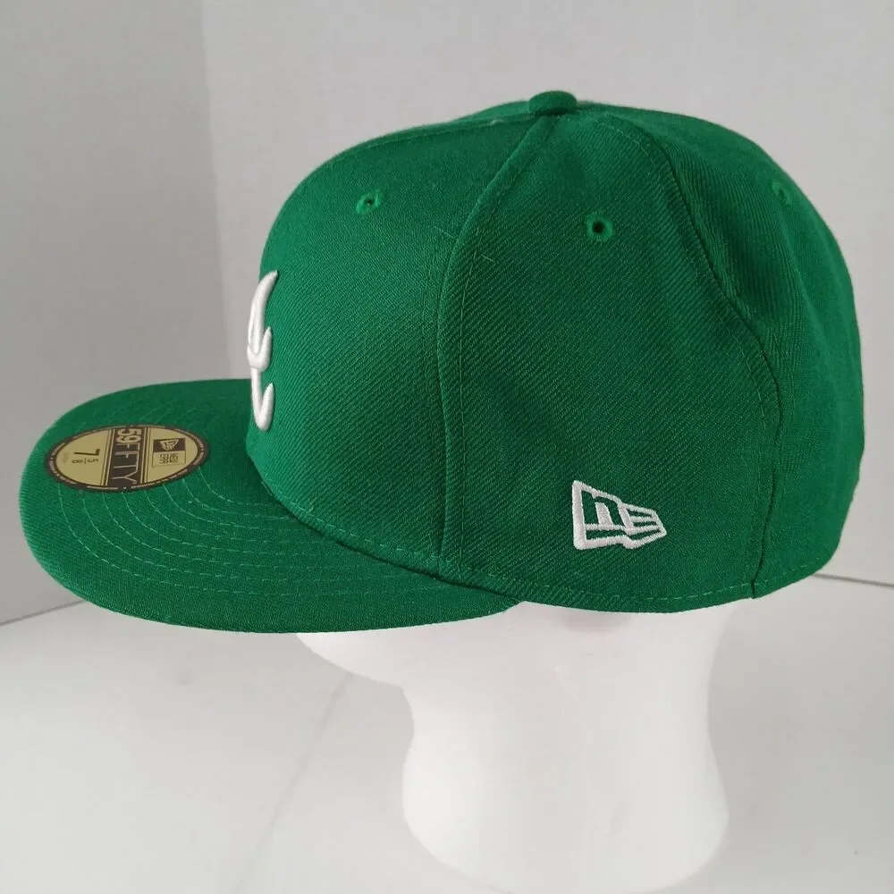 Atlanta Braves New Era 59FIFTY Fitted Hat 7 5/8 Green White MLB Cap